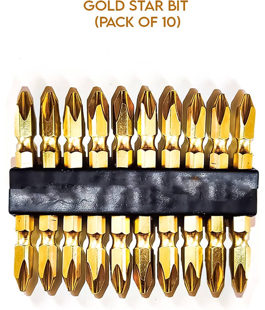 LXMI Professional Extra Hard, Double Ended Star Screwdriver Bits, Type Ph2-Ph2, Length 45mm, Gold (Pack Of 10)