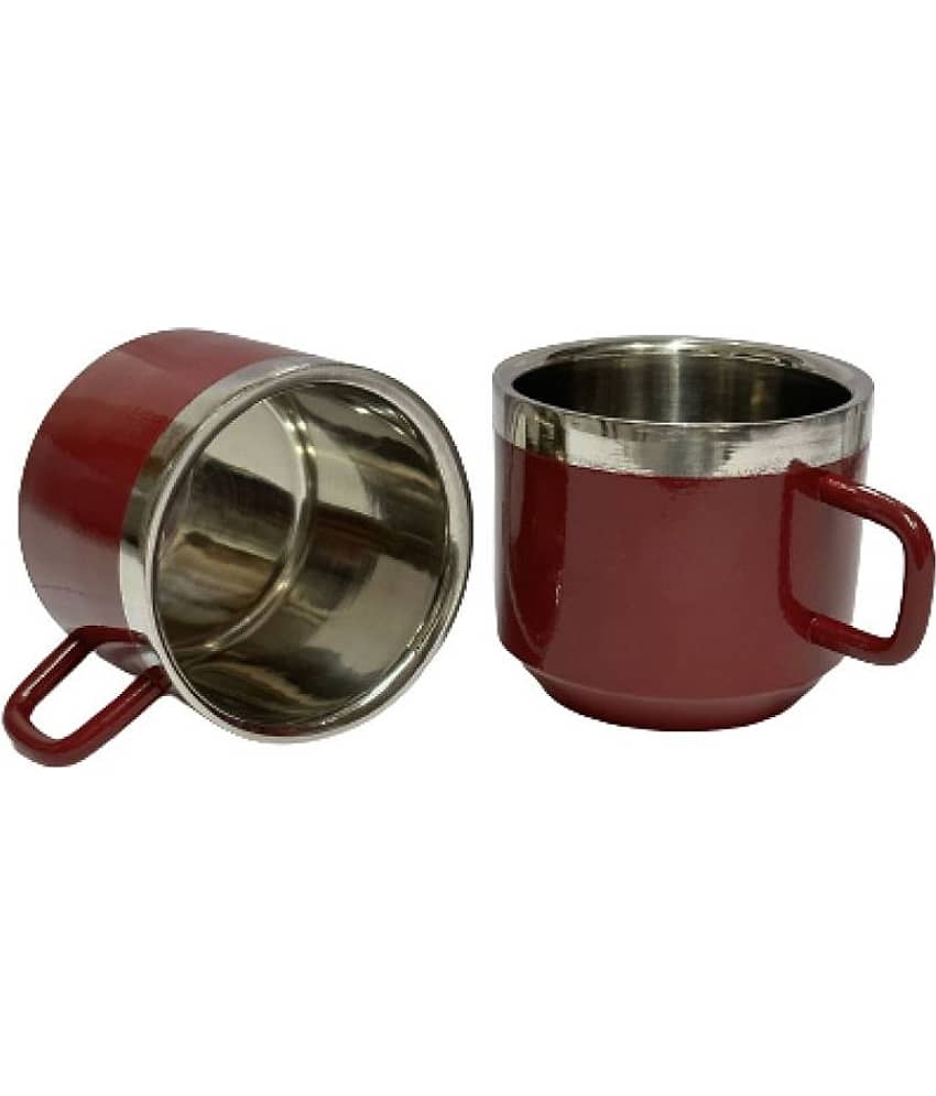 Dynore - Steel Double Walled Tea Cup 120 ml ( Pack of 2 )
