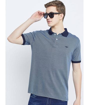 GET GOLF Pack of 1 Cotton Blend Regular Fit Self Design Half Sleeves Men's Polo T Shirt ( Blue )