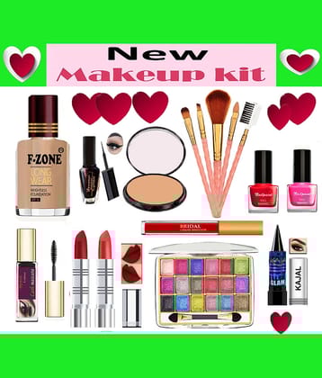 F Zone Makeup Kit ( Lipstick,Kajal,Eye Liner,Mascara,Compact,Foundation,Lip Balm,EyeShadow )