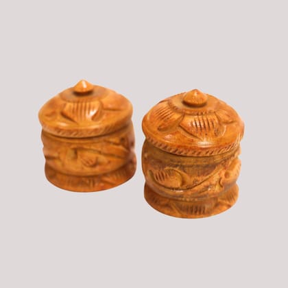 Wooden Sindur Dibbi 1.5" (Set of 2)