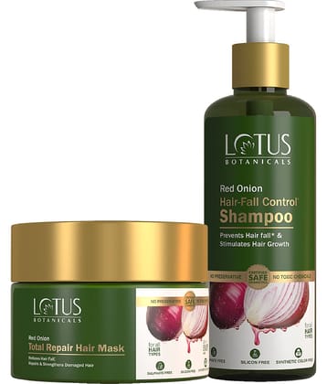 Lotus Botanicals Strength Restore Hair Combo , Red Onion Shampoo300ml & Hair Mask 200ml ( Pack of 2)