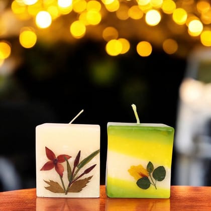 Eco-friendly Soy Wax Scented Pillar Candle - Set of 2 - Rose