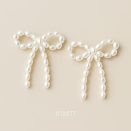 Pearl Knot Dangle Bow Earring