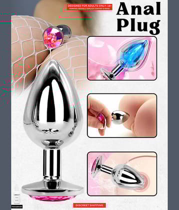 Silver Stainless Steel Anal Butt Plug, Reusable Anal Plug Masturbator Sex Toy  2 inch Insertable Diamond Anal Butt Plug Strong Stimulation Sexual Toy With Free Lube - Naughty Nights