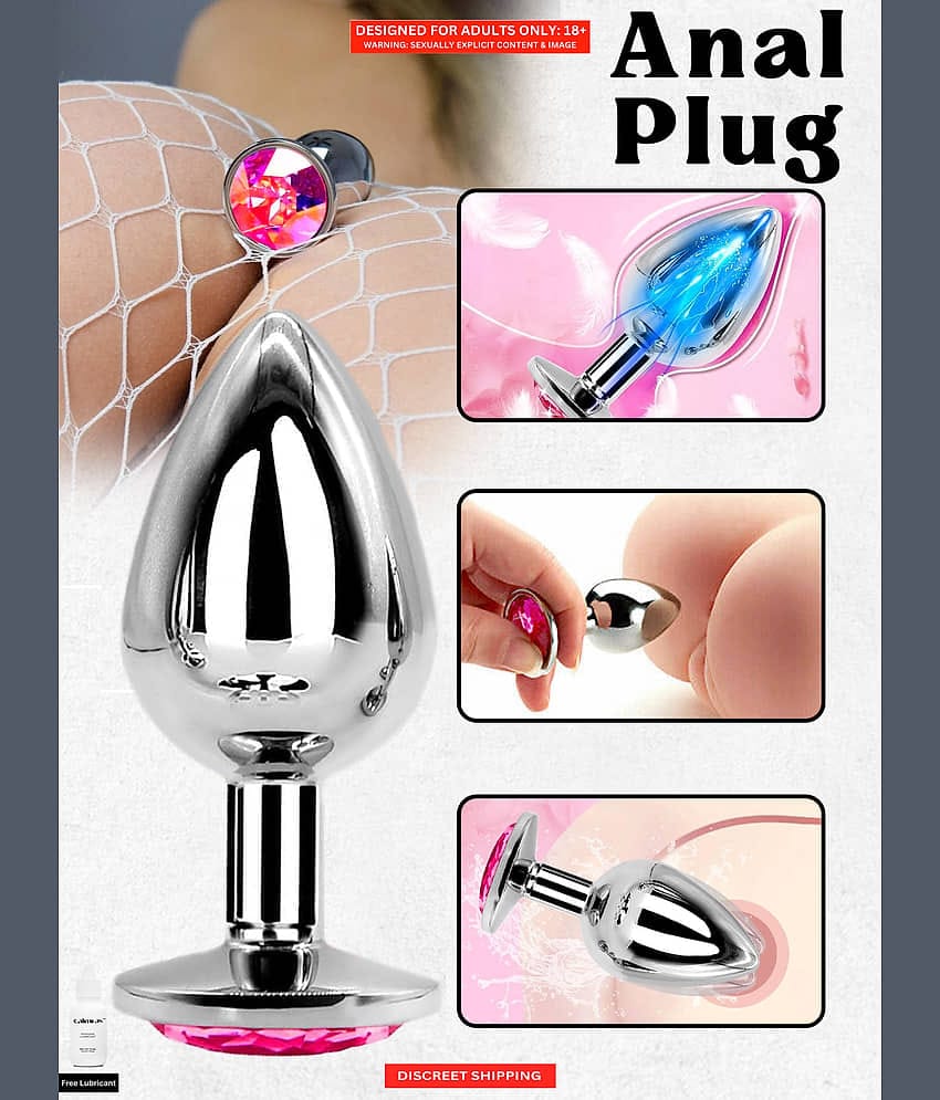 Silver Stainless Steel Anal Butt Plug, Reusable Anal Plug Masturbator Sex Toy  2 inch Insertable Diamond Anal Butt Plug Strong Stimulation Sexual Toy With Free Lube - Naughty Nights