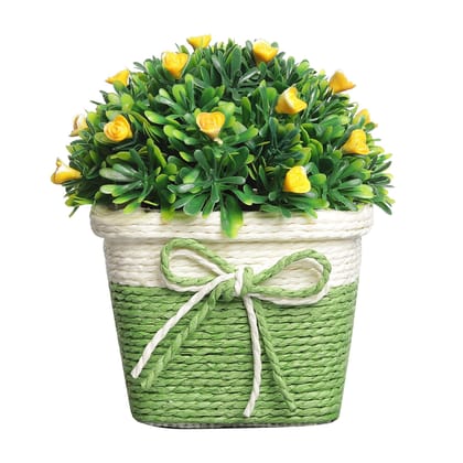Foliyaj Artificial Plant with Flowers with Pot (Multicolour, 1 Piece)