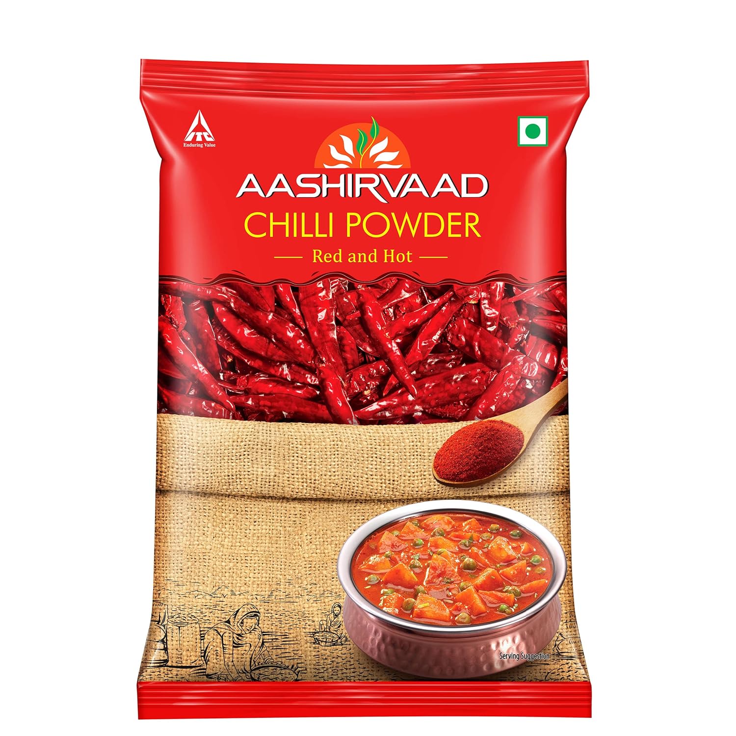 Aashirvaad Chilli Powder, Red Hot Chilli Powder With No Added Flavours And Colours, 200G Pack OF 8