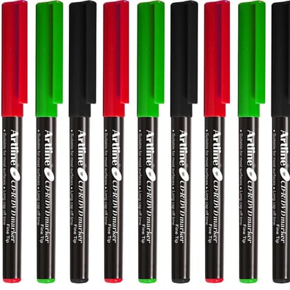 Artline CDR/DVD Marker Blue Pack of 10 X 2 Packs, Red Pack of 10 X 2 Packs, Green Pack of 10 X 1 Packs (50 DVD's Markers) | On Multiple Surface: Metal, Plastic/OHP, Glass/Porcelain & Carton