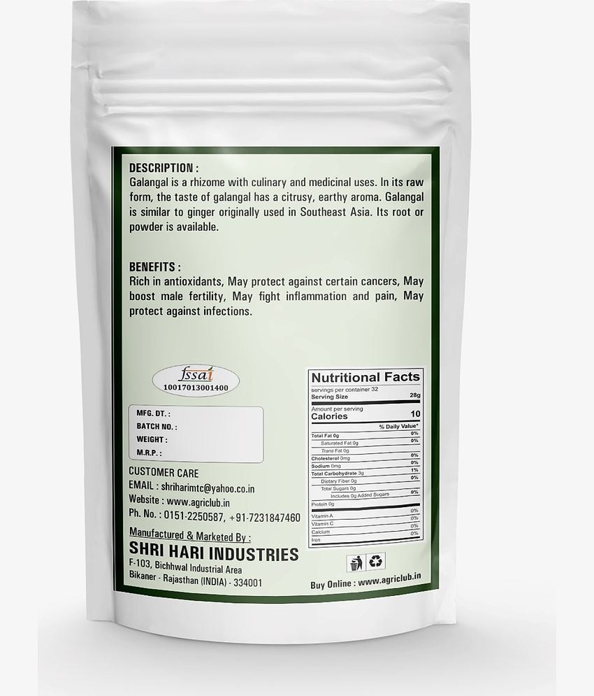 Agri Club Galangal Root, Thai Ginger Raw Herbs 500 gm