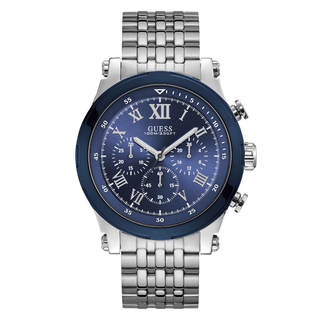Guess Men 46.5 mm Size Blue Dial Analog Watch - U1104G3M-Blue