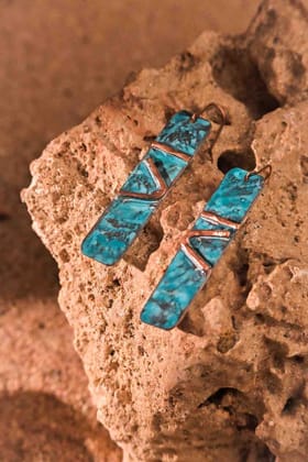 Handcrafted Copper Rectangular Long Earring