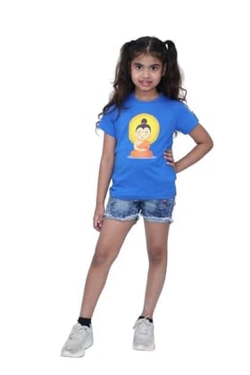 KUCHU Unisex T-Shirt | Buddha Print | 6–7 Years | Cotton Modal Fabric | Soft Feel | Breathable | Digitally Printed | Vibrant Colour Blue