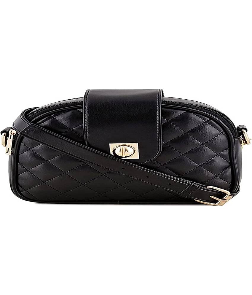 Lychee Bags - Black PU Sling Bag