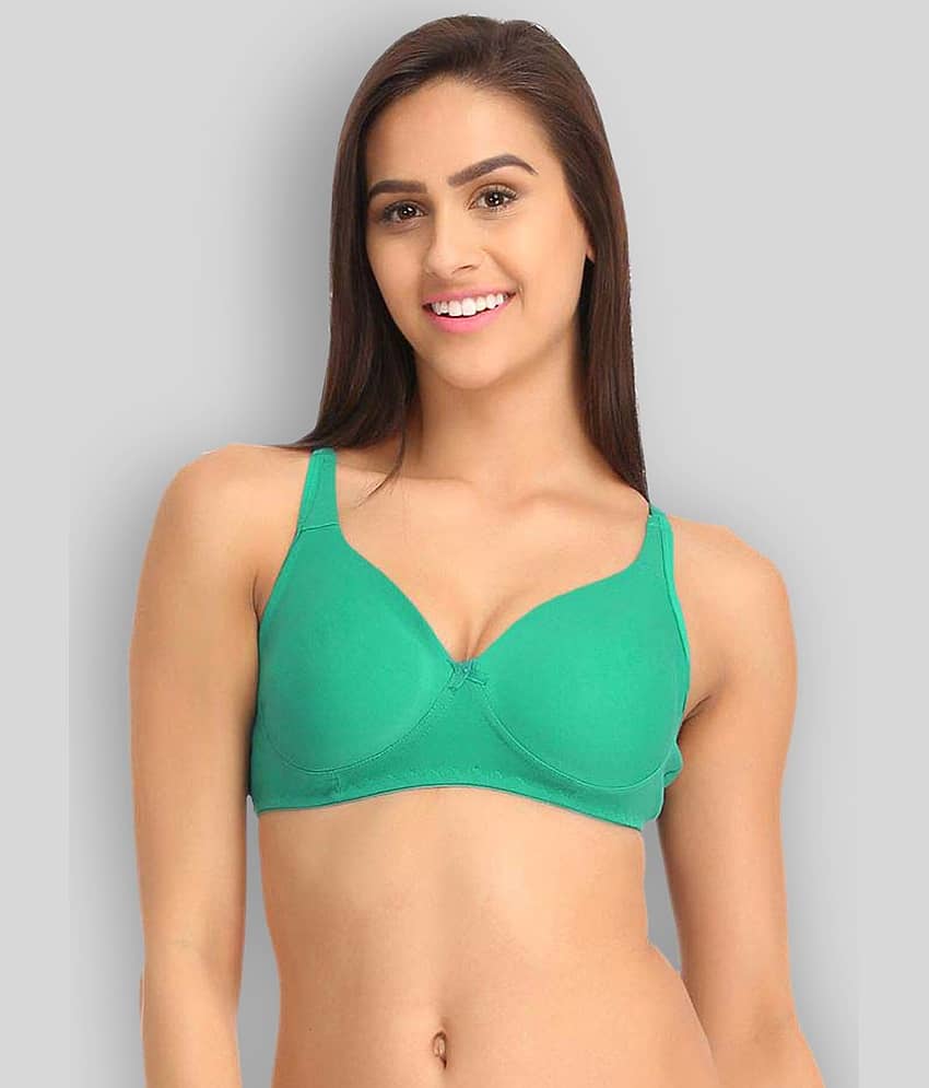 Clovia Poly Cotton Non Padded Women's T-Shirt/ Seamless Bra ( Green )