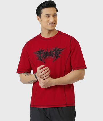 Fuaark Red Cotton Oversized Fit Men's Sports T-Shirt ( Pack of 1 )