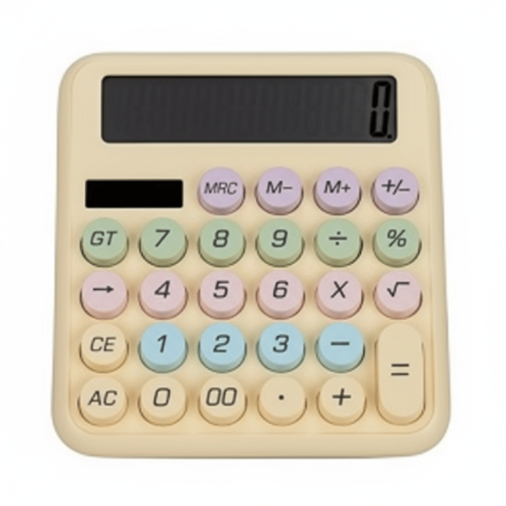 Cute Pastel Retro Desktop Calculator - Portable 12-Digit Display for Office & School