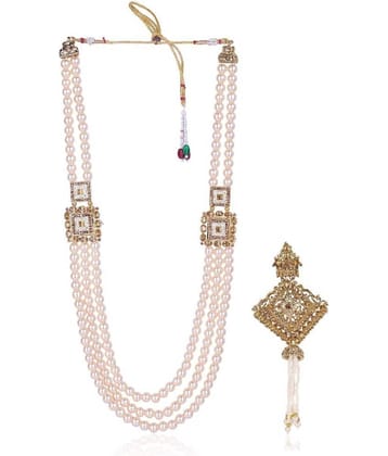 Dulha groom sherwani Necklace/Moti Mala for Men for wedding | Groom Mala and Brooch Set