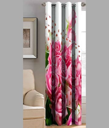 BELLA TRUE Printed Semi-Transparent Curtain 9 ft Pack of 1 Pink