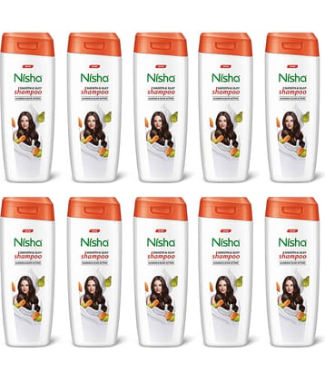Nisha Smooth & Silky Shampoo for Women Men 75ml Pack of 10, Almond & Olive Actives Shampoo for Naturally Soft Silky Hair
