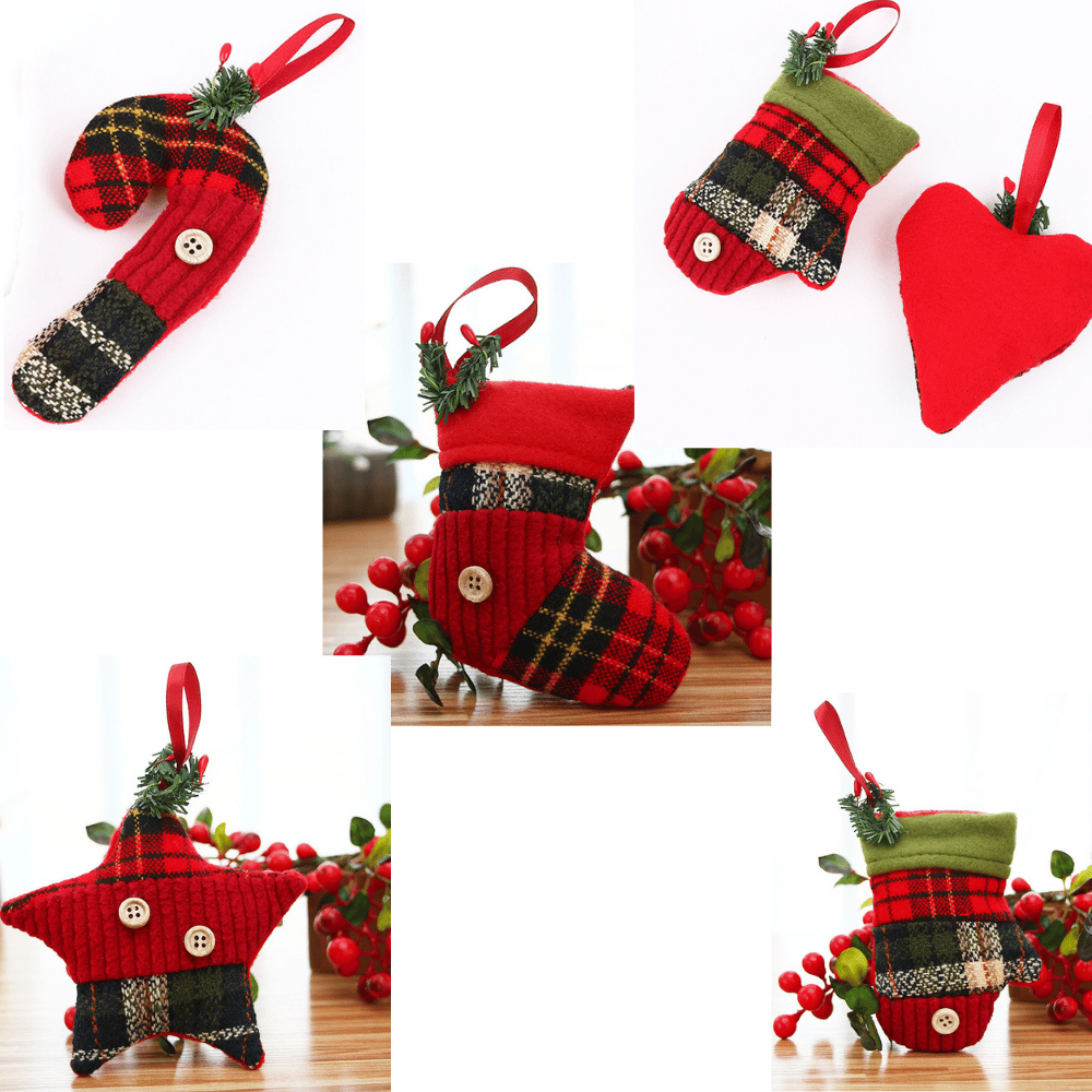 Christmas Tree Decoration hanging - set of 5 -