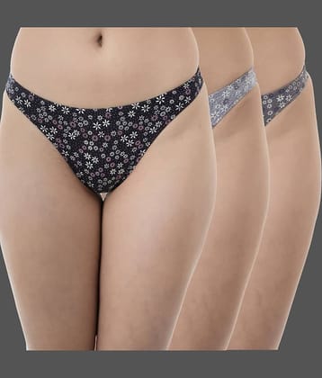 Bruchi Club Cotton Thongs ( Multi Color , Pack of 3 )