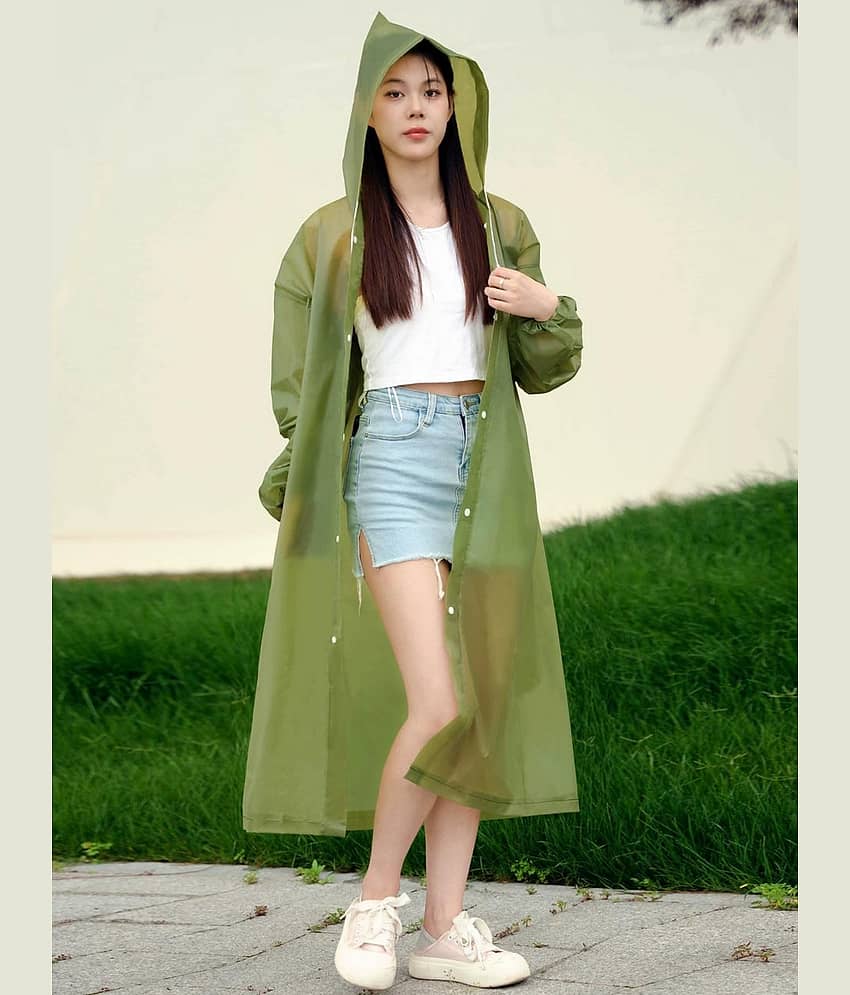 Infispace Waterproof Nylon Long Raincoat - Green