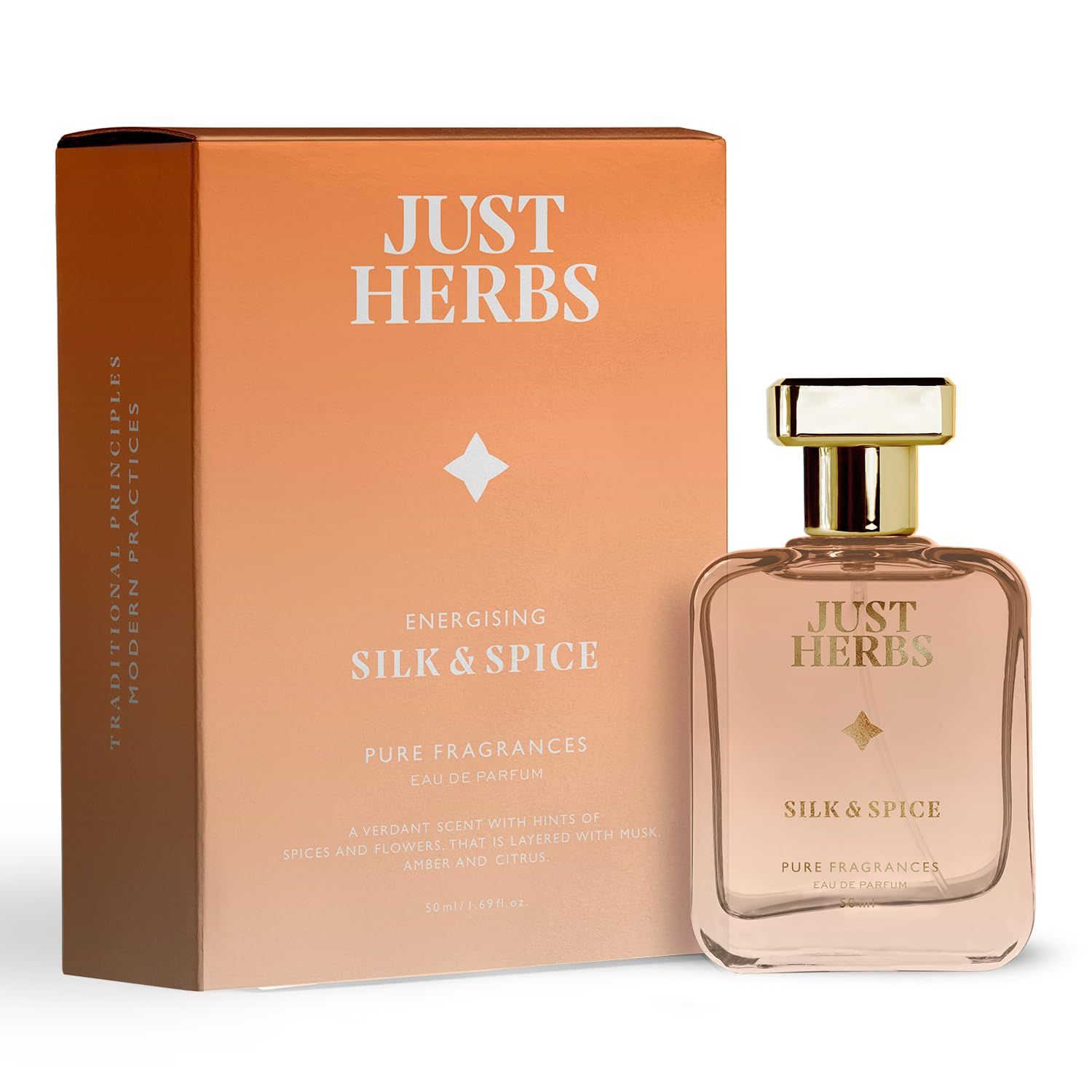 Just Herbs Energising Silk & Spice Perfume for Men 50 ml | Long Lasting Mens Body Spray Pure Fragrance Eau Da Parfum - 50 ml Just Herbs Energising Silk & Spice Perfume for Men 50 ml | Long Lasting Mens Body Spray Pure Fragrance Eau Da Parfum - 50 ml - 50