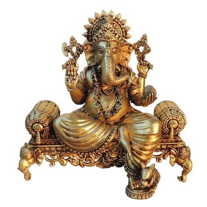 Brass Showpiece Ganesh Ji God Idol Statue, Made From Machine (BSMAS1804 G)