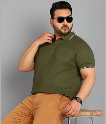 XPLUMP Cotton Blend Regular Fit Solid Half Sleeves Men's Polo T Shirt - Green ( Pack of 1 )