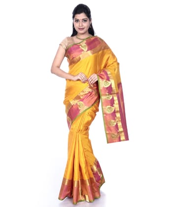 Turmeric Yellow Kanjivaram Pure Silk Saree with Butta Motifs