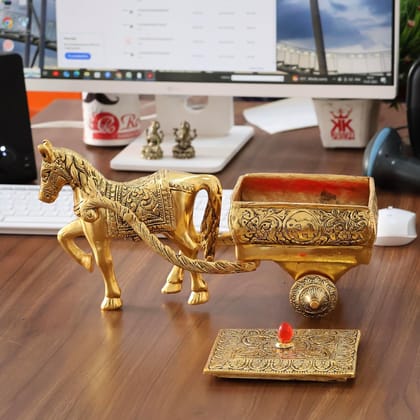 Dreamkraft Gold Plated Horse Cart Aluminium Showpiece | Decorative Murti Figurine for Home Decor, Mandir, Office Table, Car Dashboard | Diwali Gift & Religious Gift Article Dreamkraft Gold Plated Horse Cart Aluminium Showpiece | Decorative Murti Figurine for Home Decor, Mandir, Office Table, Car Dashboard | Diwali Gift & Religious Gift Article