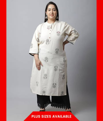 Rajnandini - White 100% Cotton Women's Straight Kurti ( Pack of 1 )
