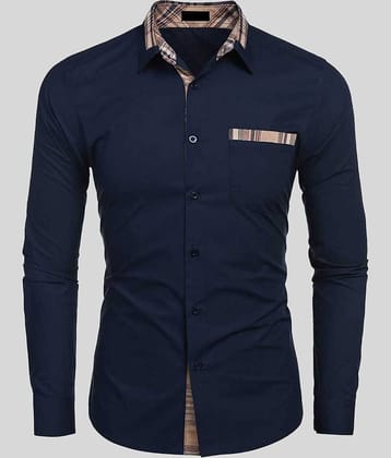 Life Roads - Blue Cotton Slim Fit Men's Casual Shirt (Pack of 1 )