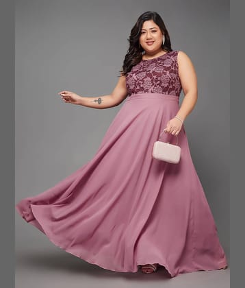 Miss Chase A+ Women Georgette Self Design Fit & Flare Dress ( Blue )