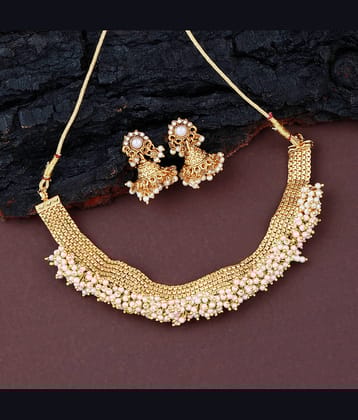 ShreejiHuf Alloy Golden Traditional Necklaces Set Choker