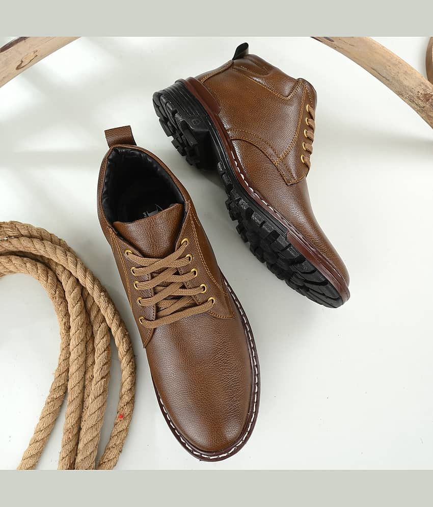 POS Planet of Shoes Tan Men's Formal Boots