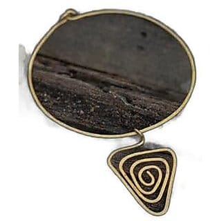 LOOK AND ADORN Women's Brass Dokra Necklace in Gold, Handmade Triangular Spiral for Ethnic and Western Styles