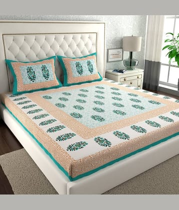 ABHACLOTHO Cotton 1 Double Bedsheet with 2 Pillow Covers ( Multicolor )