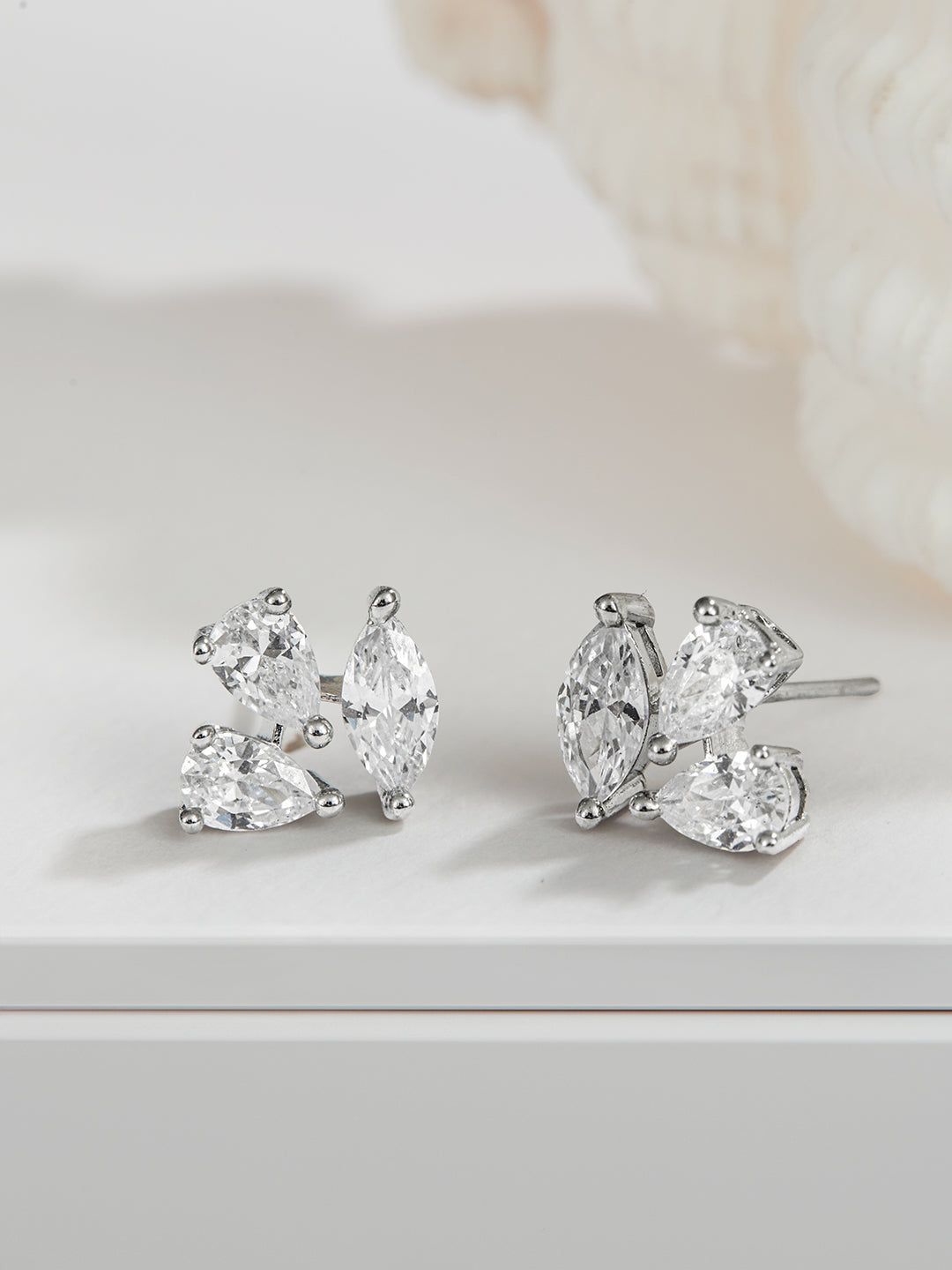 925 Sterling Silver Rhodium Plated Quirky Minimal Studds Earrings