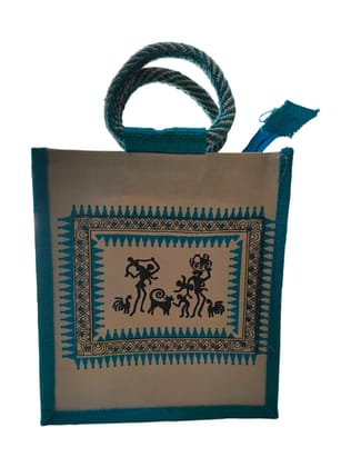 Handmade Jute Bag with Indian Warli Painting