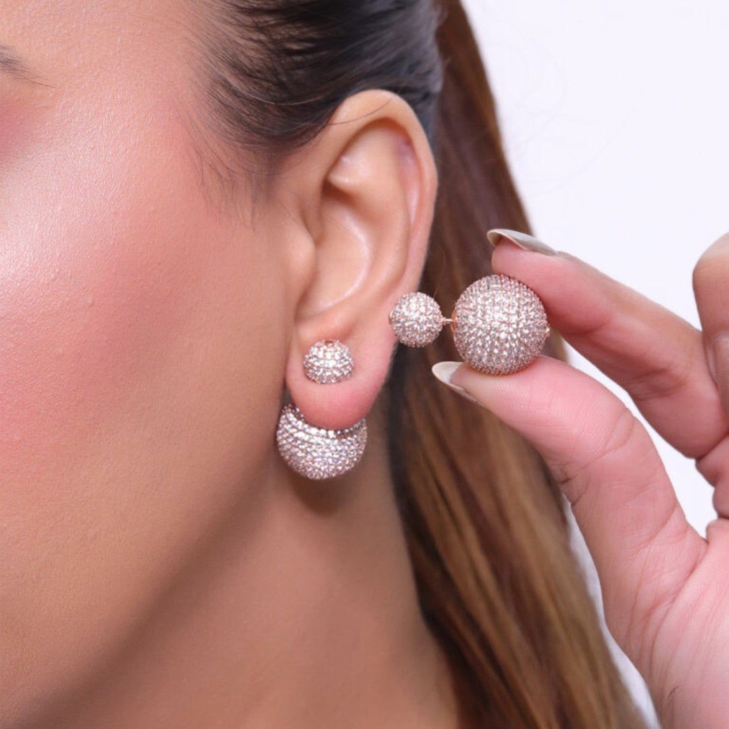 Bomber studs-Stainless Steel / Zirconia / Cream