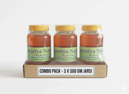 Kapasiya Honey Pack of 3 (500 g each – Total 1.5 kg) | 100% Pure | No Added Sugar or Preservatives | Boosts Immunity & Energy