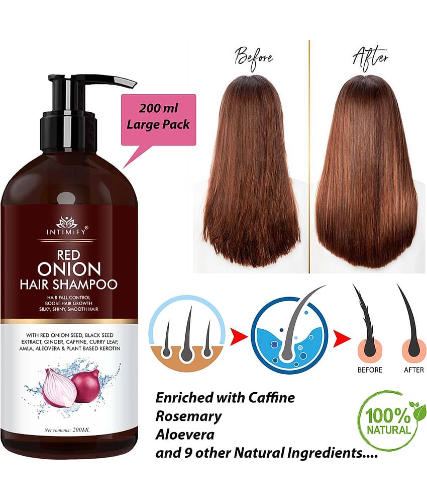 Intimify Onion Hair Oil to Promote Hair Growth Reduce Hair Loss, Silky & Shiny Hair Shampoo 200 mL