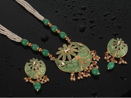 Women's Rose Gold Plated Alloy Necklace & Earings Set-PID47499