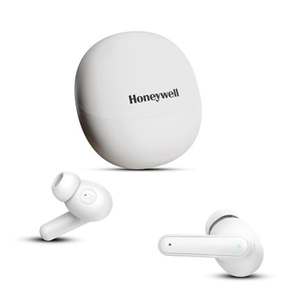 Honeywell Moxie V1400 TWS In-Ear Earbuds Bluetooth v5.4 , ENC with 4 Mics for HD Calling, 45H Battery Life, Stereo Sound, Deep Bass, IPX4, 40ms low latency Gaming Mode -White
