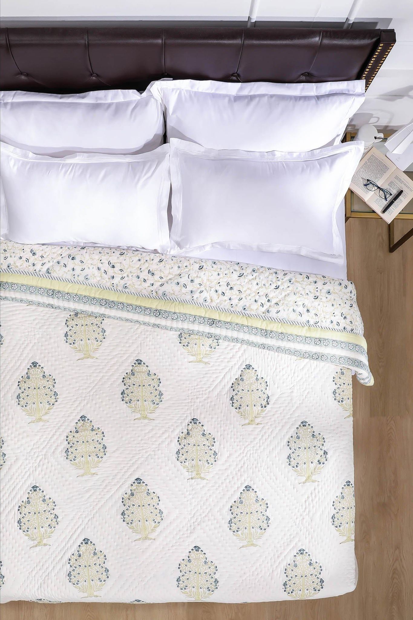 Bagh E Hur Cotton Muslin Quilt-Single - 60 x 90 in / Yellow / Yellow