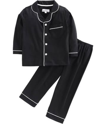 Nite Flite Pack of 1 Boys 100% Cotton Nightsuit Set ( Black )