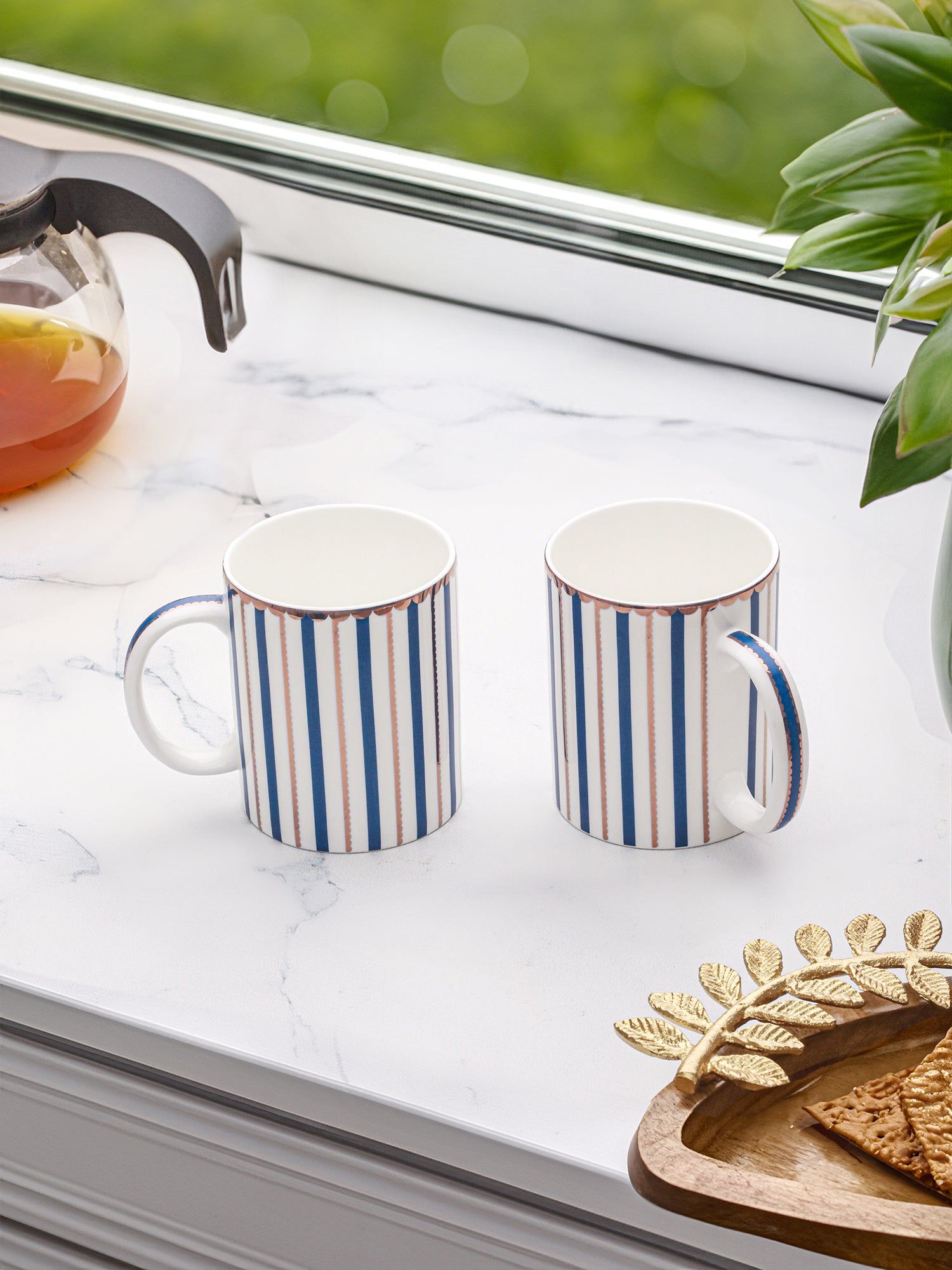 Blue Bliss Tea & Coffee Mugs (Pack of 2)