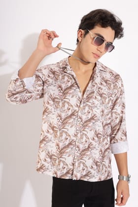 Men's Waffle Leaf Printed Shirt | Rick Rogue-Brown / M/38